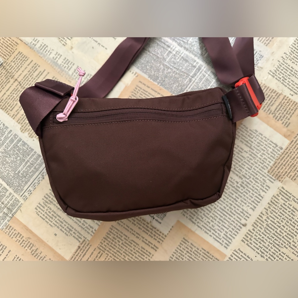 Baboon To The Moon Hip Pack Brown Crossbody Bag with Pink Accents - Picture 4 of 10